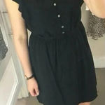 Loft  Black Short Sleeve Collared‎ Belted Button Front Dress Size Small Nwt Photo 0