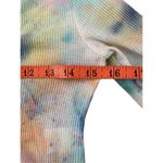 Freshman Rainbow Tie Dye Crop Top Waffle Lounge Cropped Long Sleeve T Shirt Blue Size XS Photo 7