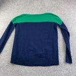 Theory Suffira Lofty Womens L Cashmere Colorblock Crewneck Sweater Navy Green Photo 8