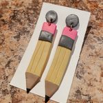 Handmade Clay Pencil Earrings Photo 0