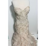 Jovani  Strapless Trumpet Embroidered Corset‎ Prom Dress Gown Light Cafe Size 16 Photo 13