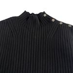 St. John  Mock Turtleneck Sleeveless Sweater decorative metal buttons Black L Photo 3