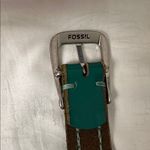 Fossil  Teal Leather Belt with Silver Buckle Sz S Photo 2
