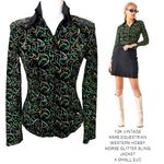 VINTAGE Y2K RARE EQUESTRIAN HOBBY HORSE WESTERN GLITTER JACKET X SMALL EUC #3 Green Size XS Photo 1