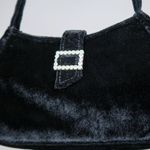 Vintage 90s Black Velvet Rhinestone Mini Bag Purse Photo 2
