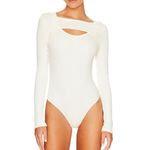 Citizens of Humanity Dasha Cut Out Long Sleeve Bodysuit Top Ivory Med Photo 1