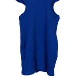 ZARA Ribbed Side Cutouts Bodycon Midi Dress Stretch Slim Round Neck L Royal Blue Photo 3