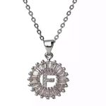 Silver Initial Crystal Pendant Necklace A Photo 6