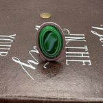 Handmade Vintage Glass Agate Cabochon Ring | Adjustable Stainless Steel Photo 2