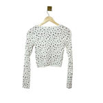 Aeropostale Long Sleeve Floral Button-Front Crop Top in White/Red Size XS Photo 12