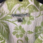 Coldwater Creek Lime Green Damask Jacquard Floral 3/4 Sleeve Button Front Jacket Photo 7