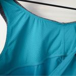 Lululemon  Teal and Gray Athletic Tank Top Logo Pocket Ruched Stretch Sleeveless Photo 5