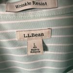 L.L.Bean Blouse Wrinkle Resistant Cotton Mint Green and White Stripes Size Large Photo 3