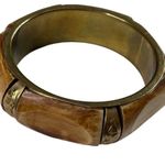 Chunky Dyed Bone Brass Bangle Bracelet Tribal Boho Hippie Chic Vintage 70s u Gold Photo 5