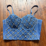Denim corset w/ Rhinestone embellishments Blue Size M Photo 0