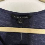 New Navy Blue Layered Long Sleeve Top with Tie Sleeves and Chiffon Hem Detail Size M Photo 2