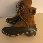 Sorel women chestnut brown suede rubber waterproof duck short boots 9 Photo 11