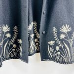 Icelandic 100% wool beautiful cardigan sweater with embroidery designs Black Size L Photo 7