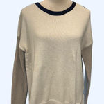 Rachel Zoe Minimalist Cream, Black and Tan Women's Sweater zip back Sz Large Photo 0