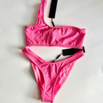 Triangl NWT  Melrose One Shoulder Bikini Top & Bottom Set Pink Women's Size Small Photo 0