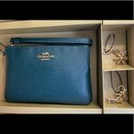 Coach Authentic Leather zip wristlet & 2 charms set Photo 7