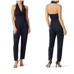 Harlyn XS Navy Pink Metallic Halter Cowl Neck Jumpsuit Glam Party Dressy NYE NWT Blue Photo 1