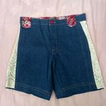 Handmade Vintage unique  Denim Shorts with Floral and Lace Details Photo 0