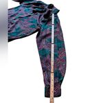 Alfred Dunner Satin Green Purple Paisley Print Bow Tie Blouse Vintage Size 8 EUC Photo 6