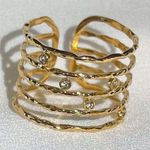 Boutique Adjustable Wide Layered Open Gold Ring Photo 5