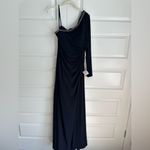 Mac Duggal ‎ 26039 Midnight One Shoulder Long Sleeve Asymmetric Formal Gown NWT Photo 3