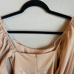 Princess Polly  Mini Dress Size 4 Lillie Puff Long Sleeve Beige Nude Tan Party Photo 14