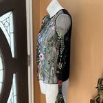 Vera & Lucy  black floral sheer long sleeve blouse nwt Photo 3