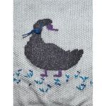 Jantzen  Knit Sweater Duck Embroidered Light Blue Ramie Cotton Medium Cottagecore Photo 2