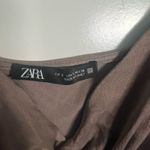 ZARA  Taupe Satin Mini Dress with Rhinestone Strap Photo 3