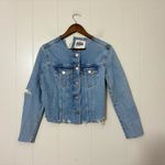 ZARA  TRF Authentic Denim Destroyed Cropped Jacket Size S New Photo 1
