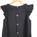 SheIn Black Sleeveless V-Neck Top XS | Button Back & Ruffle Shoulder Detail Photo 4