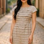 Cynthia Steffe  Women’s Beige shimmery Tiered Dress Formal Wedding Baptism Size 8 Photo 0