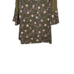 Entro  Women's Top Floral Sheer Lace Cold Shoulder Flare Sleeves Green/Pink Small Photo 3