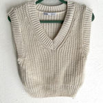 ZARA Cream Chunky Knit Sweater Vest V-Neck Pullover Sz Medium Preppy Photo 0
