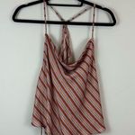 Free People  | Stevie Asymmetrical Stripe Satin Cowl Neck Tank Top Boho Retro XS Photo 1