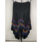 Azel Hazel Black Colorful Embroidered Handkerchief Hem Elastic Waist Skirt Sz L Size L Photo 5