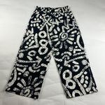 Haute Hippie  Black Linen Blend Batik Printed Wide Leg Pant M Photo 0