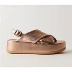 Paloma Barcelo Free People Sima Slingback Sandal Gold Leather Flatform Size 7.5 Photo 2