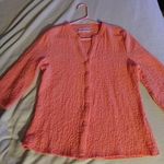 Rebecca Malone  Womens Textured 3/4 Sleeve VNeck Button Up Top Size Small Mango Photo 0