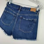 American Eagle  Tom Girl Denim Jean Shorts Sz 6 Dark Wash Distressed Raw Hem Photo 6