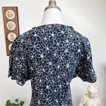 Les Copains Feminine Daisy Floral Print Navy Blue Silk Dress Size M Photo 4