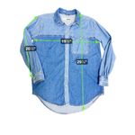 Topshop Moto Denim Button Up Shirt Women’s Size 4 Blue Long Sleeve Jean Top Photo 7