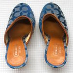 Coach Vintage Blue Signature Logo Bacall Wood Leather Clog Mule Heels Shoes 5B Photo 7