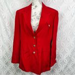 Neiman Marcus Vintage 80s  Red Silk Blazer Jacket Women's Size 10 Single Breasted Photo 3