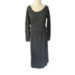 Garnet Hill Charcoal merino wool blend blouson Long Sleeve midi Dress Sz Xsmall Photo 10